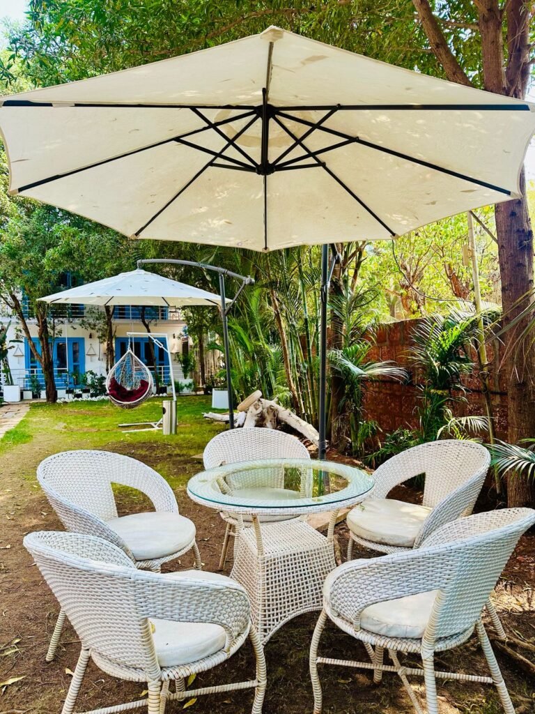 Best resorts in Morjim North Goa with Garden seating area